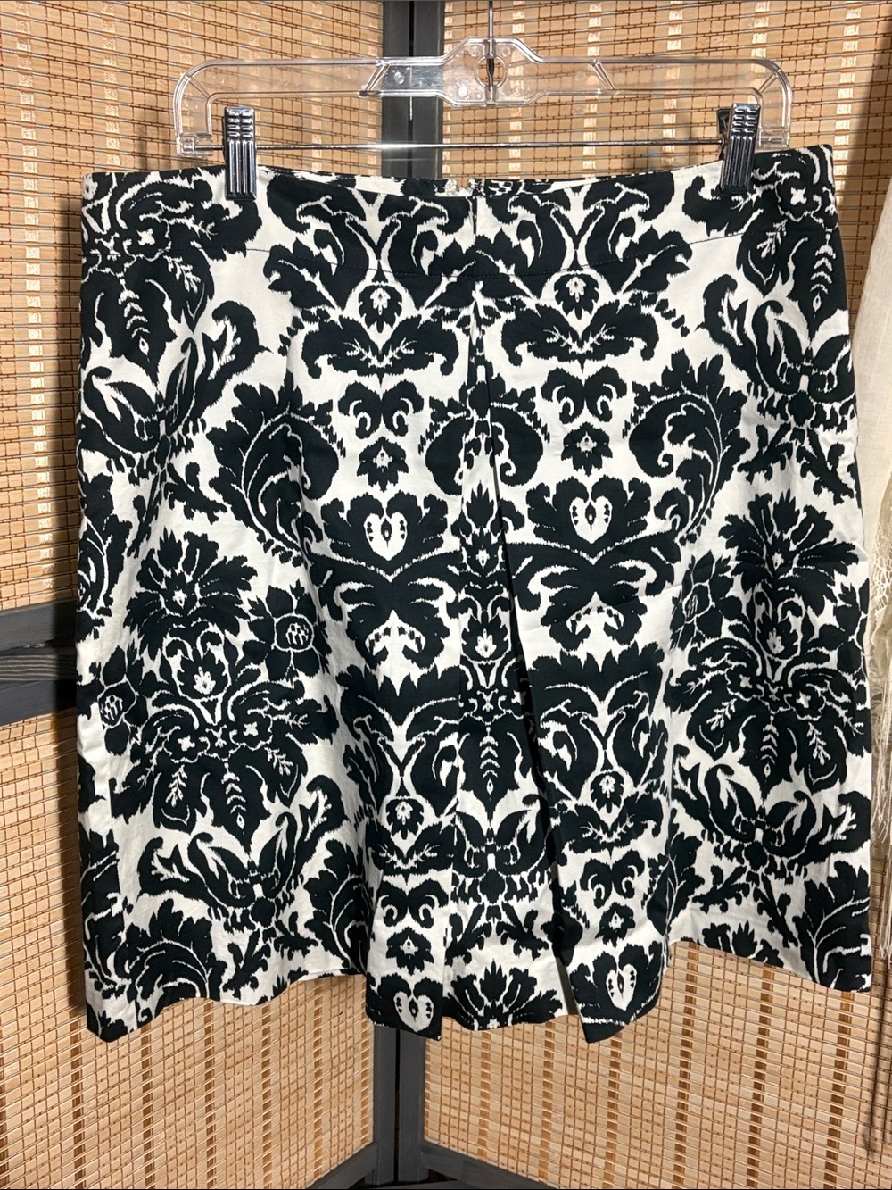LOFT Black & White Damask Skater Skirt